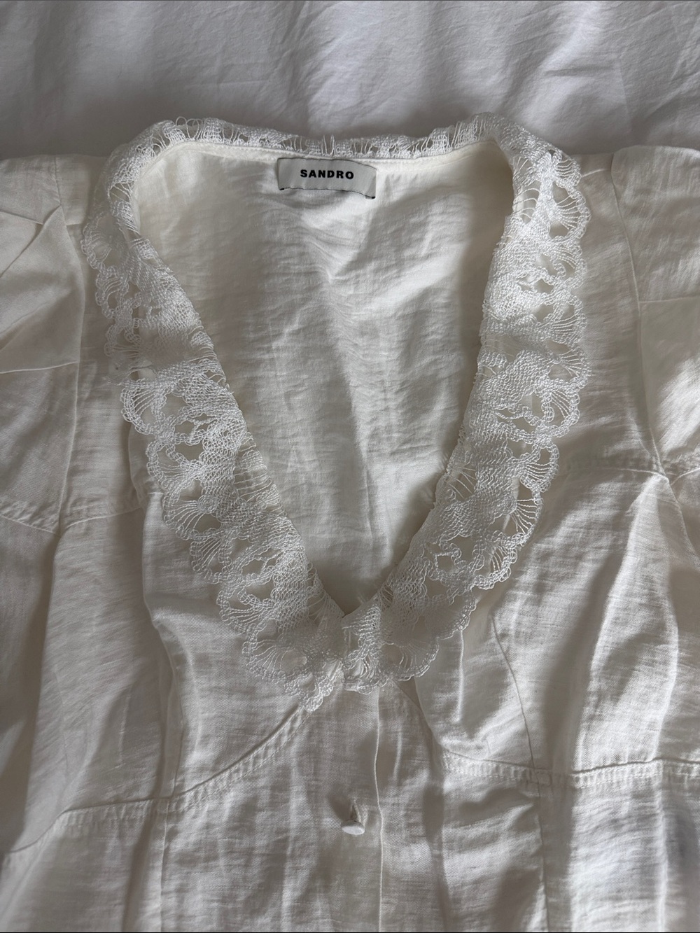 Sandro Paris White Ruffle Shirt - Picture 2 of 5